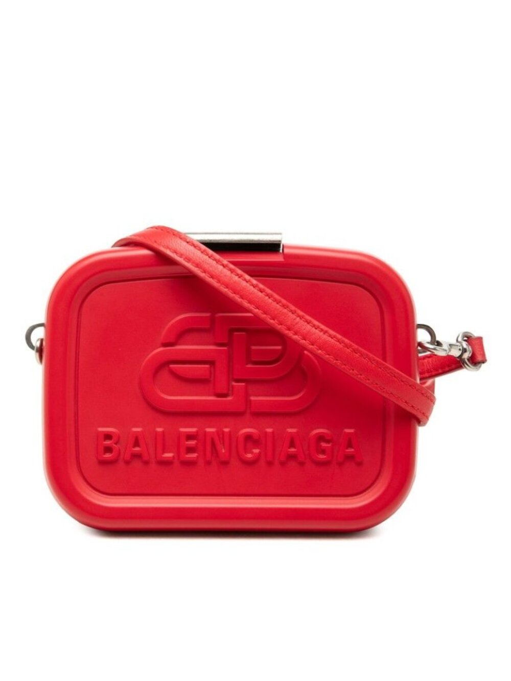 Balenciaga Lunch Box Mini Case Crossbody Shoulder Bag Red Plastic Leather